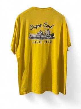 VTG Men’s Yellow Cape Cod Fish Life Graphic T-shirt Size XXL